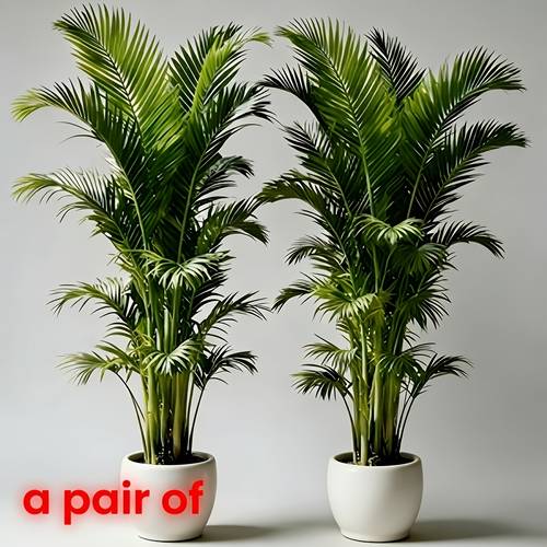 a pair of large artificial palm trees outdoor simulated greenery with dense foliage aesthetically decorative trees suitable for indoor decoration outdoor arrangements ideal for courtyards