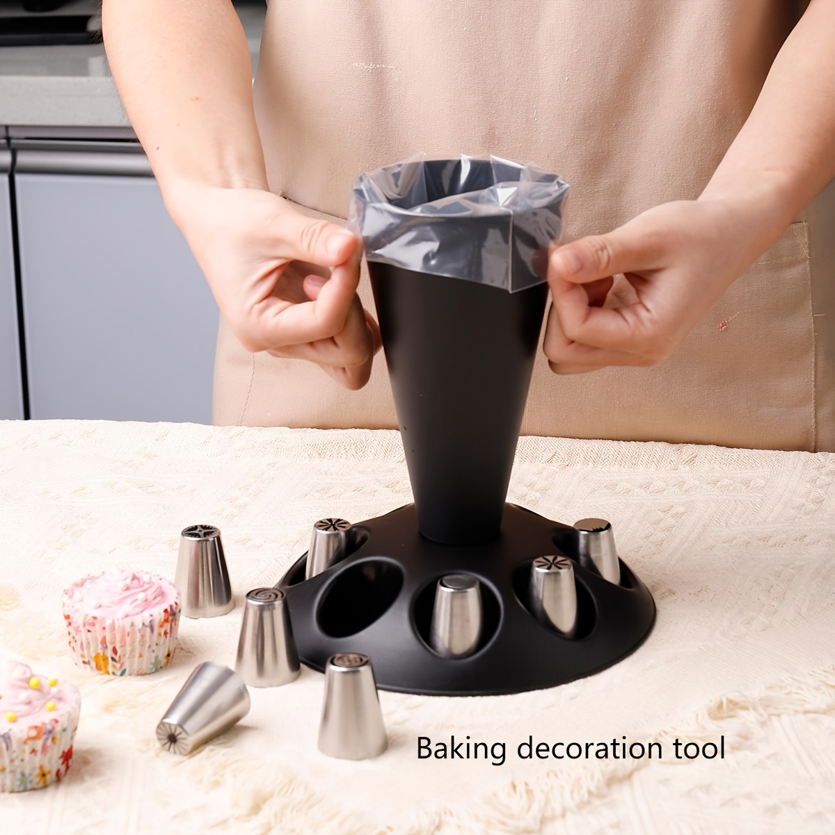 

1 Set Plastic Icing Piping Nozzle Organizer Stand - Food-safe Cake Decorating Tip Storage Holder For Kitchen Baking Tool Accessories