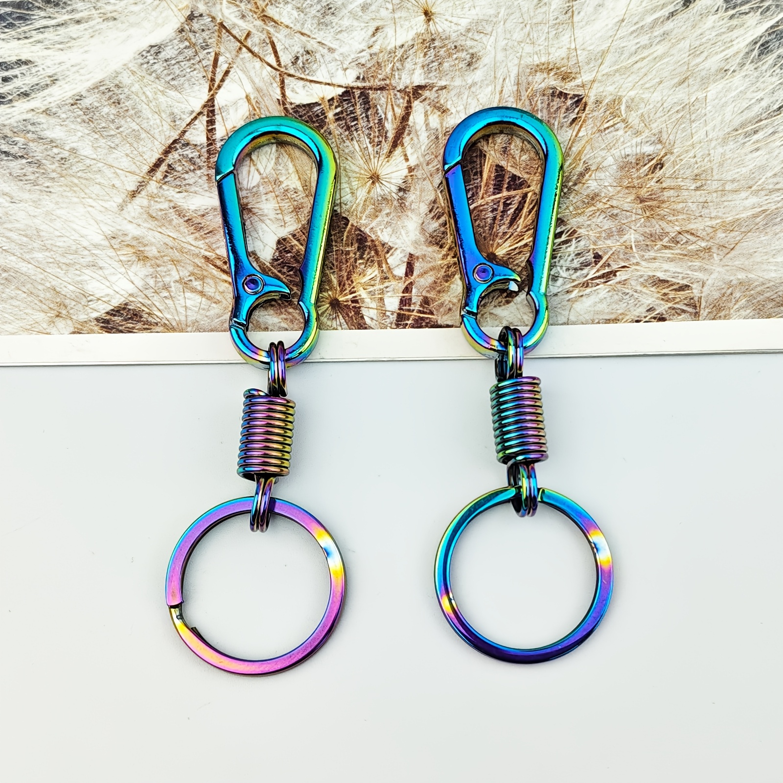 TEMU Creative Colorful Alloy Spring Keychain, Car Keychain Gift For Men And Women, Belt Keychain Accessory Bag Charm