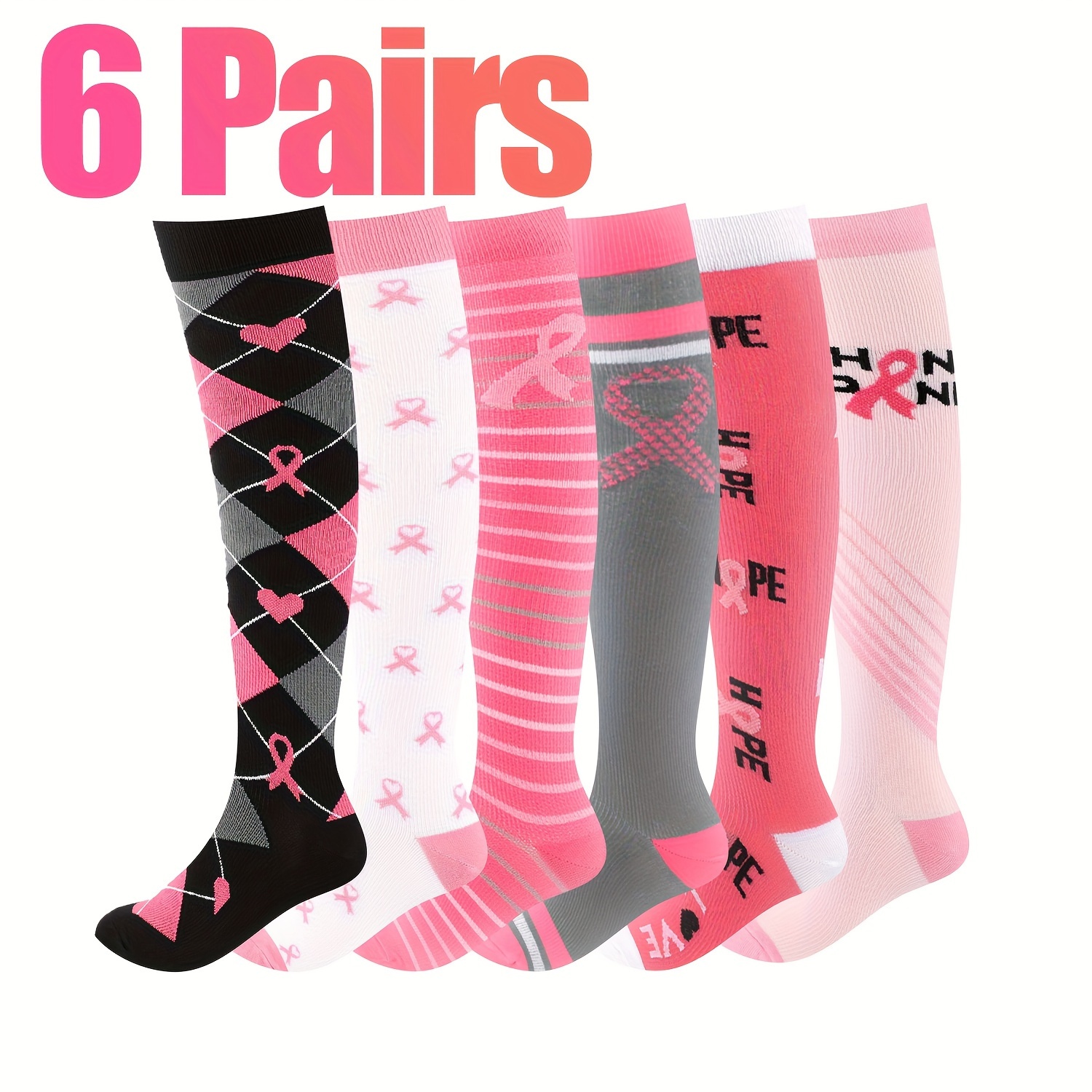 

6 Pairs Socks For Men Women Knee Support Hose Medias De Compresión Para Mujer For Work Leg Long Stockings Pregnancy Maternity Travel Beat Rated