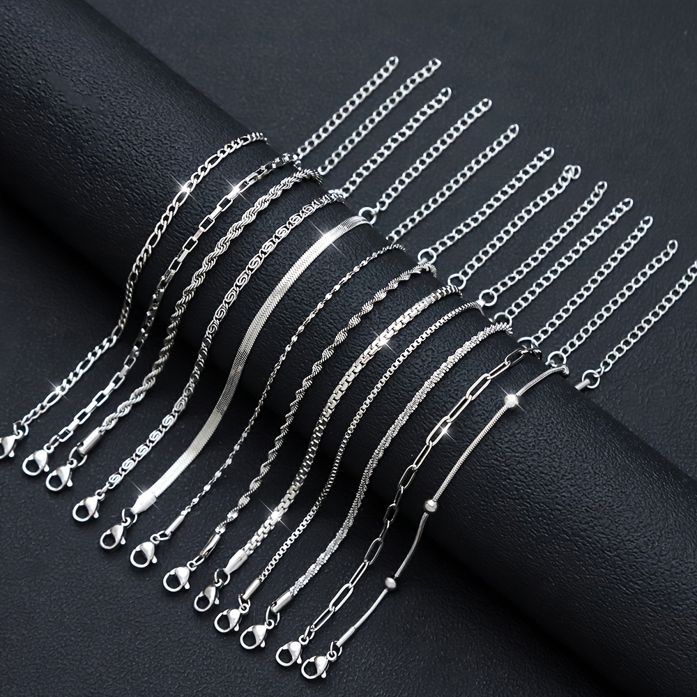 Image of 12pcs Non-fading Stainless Steel Women's Bracelets, Suitable For Daily And Party Wear, Jewelry Gift Set