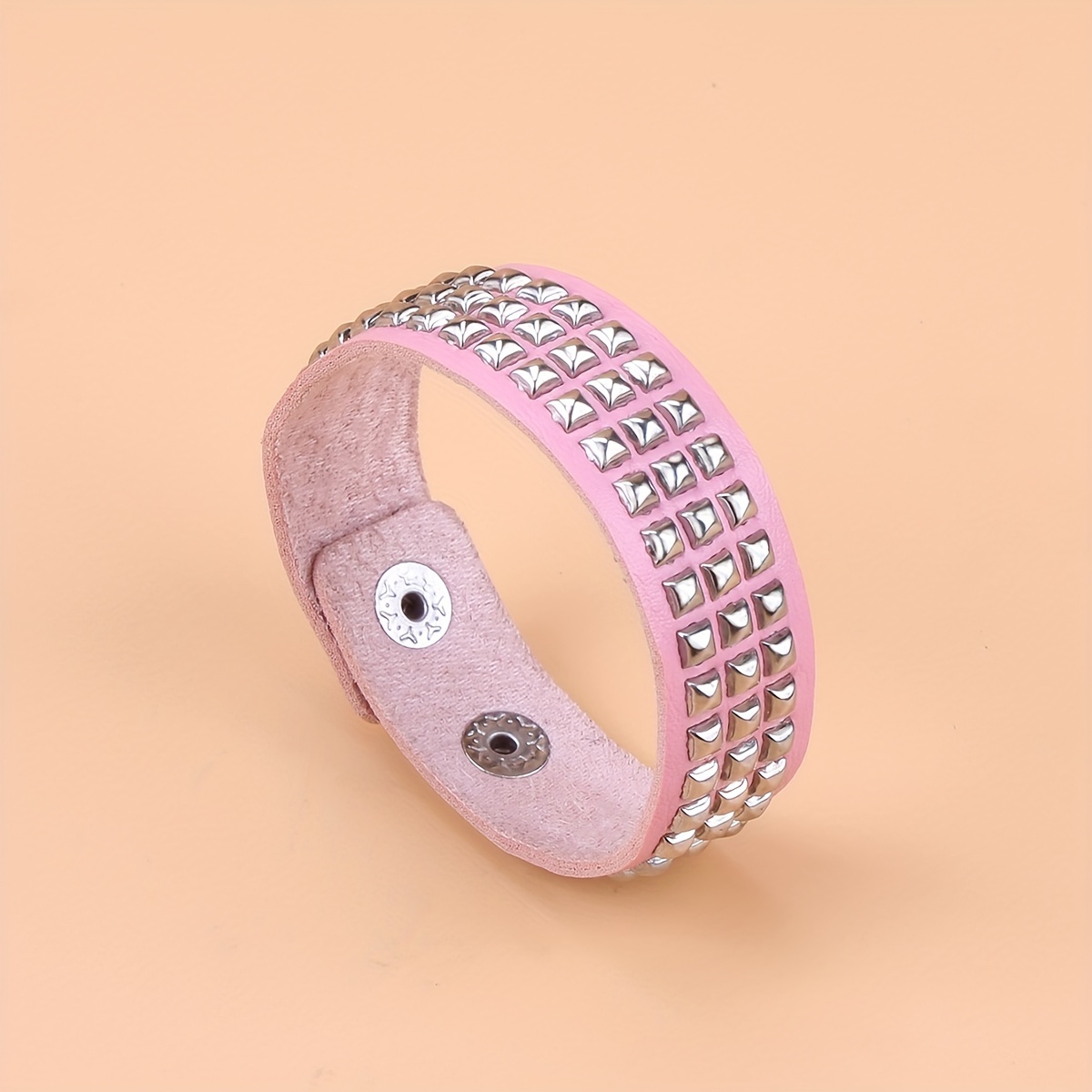 Square Stud Bracelet PU Leather Unisex Wristband