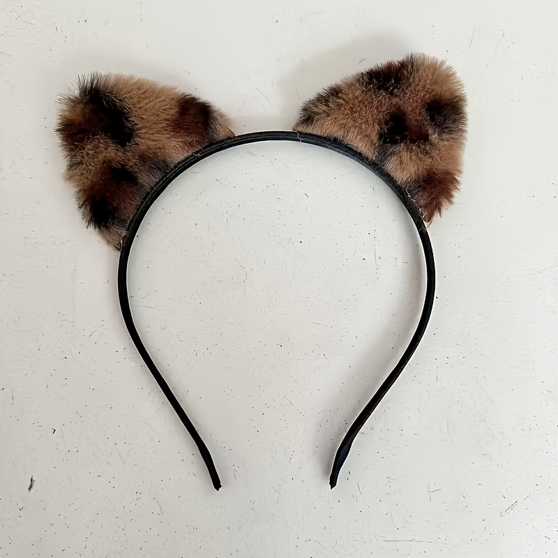 TEMU 2pcs Leopard Print Cat Ear Headbands, Fashion Hair Additions, Thanksgiving Halloween Christmas Headwear, Suitable For Women's Dressing