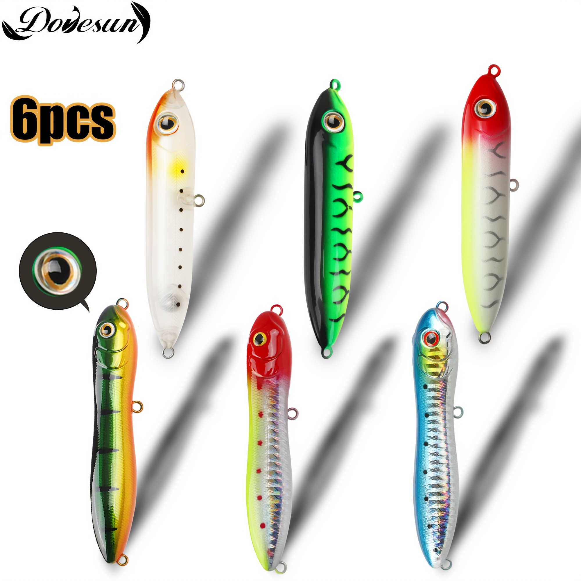 

Dovesun 6pcs Fishing Lures Popper Lures Kit, 3d Colors Noise-diy Float Accessories For Catfish Rig, For Popper Lures.