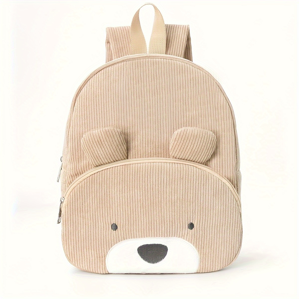 

1pc Sac à dos tendance de grande capacité avec motif de dessin animé mignon, sac d'école décontracté, sac de voyage en velours côtelé, sac à dos léger à fermeture éclair avec sangle réglable