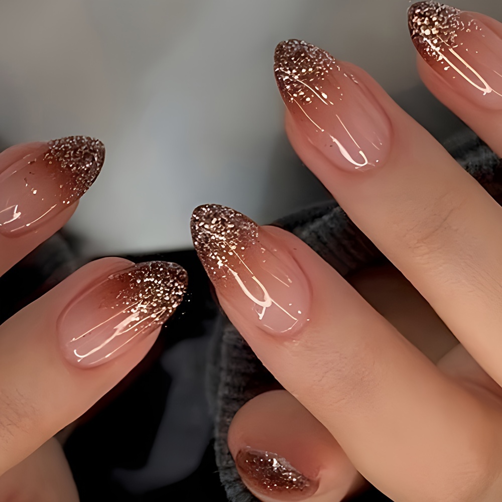 TEMU New Autumn And Winter Short Nails, Medium Short Almond Nails, , Nude Pink, Wine Red, French 24pcs, Reusable Armor Suitable For Women And To Use.