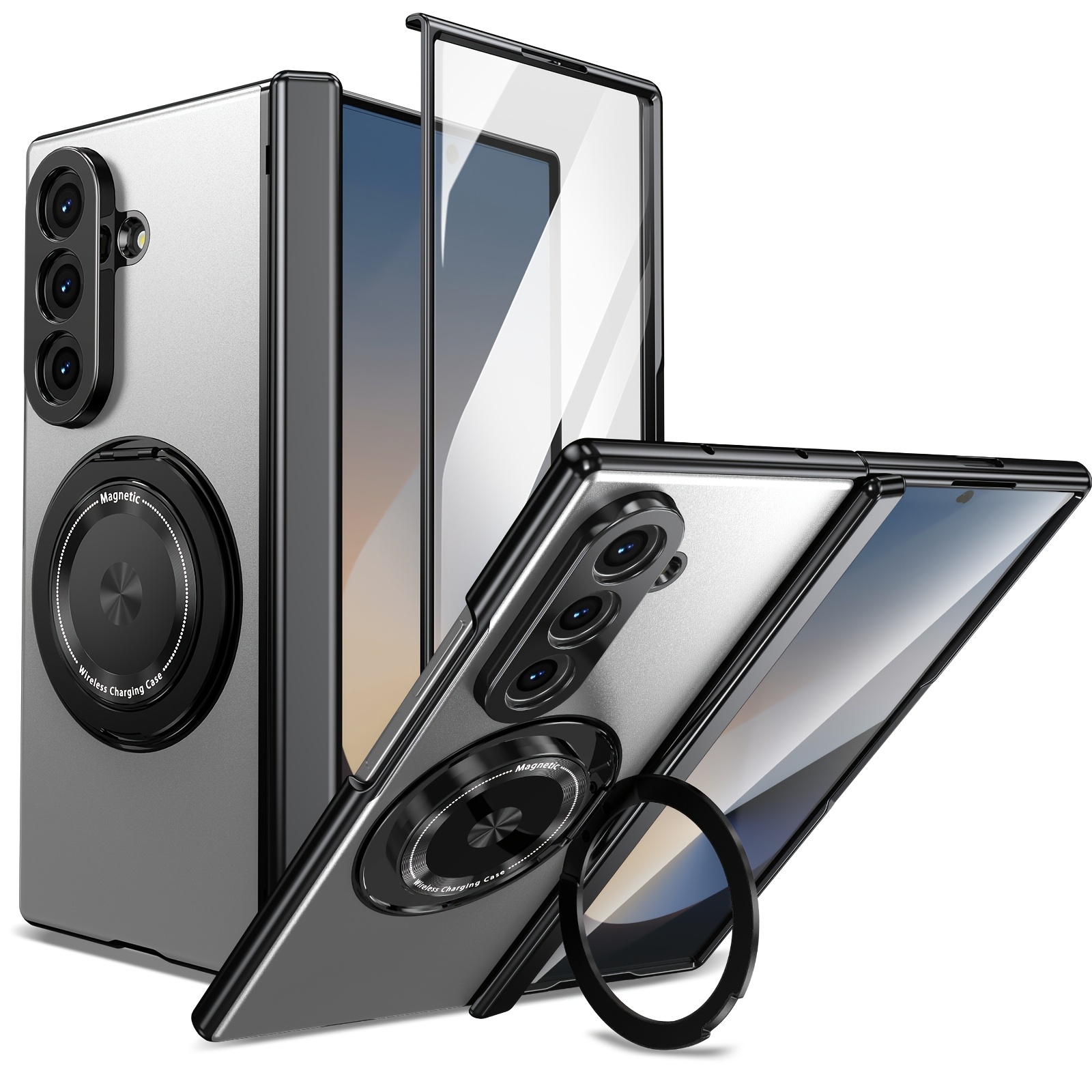 TEMU Phone Case - 3pcs Set Of [1 Phone Case + 1 Screen Protector With 360° Rotating Stand] Suitable For Z , , Zolfd5, Z Fold4 Magnetic Rotating Stand