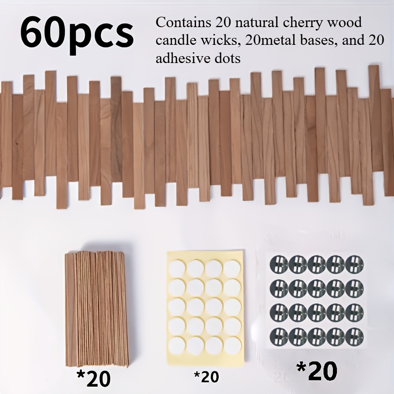 Smokeless Wooden Candle Wicks - 60pcs Candle Making Wicks 5.1 X 0.5 Inch With Iron Stand For Candle Making