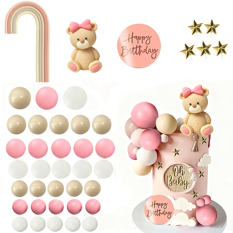 Image of 41pcs Rainbow Cake Decoration Multicolor Balls Cake Ornaments Suitable For Weddings, Showers, Events, Birthday Party Supplies, Macarons, Halloween, Christmas Activities And Party Supplies