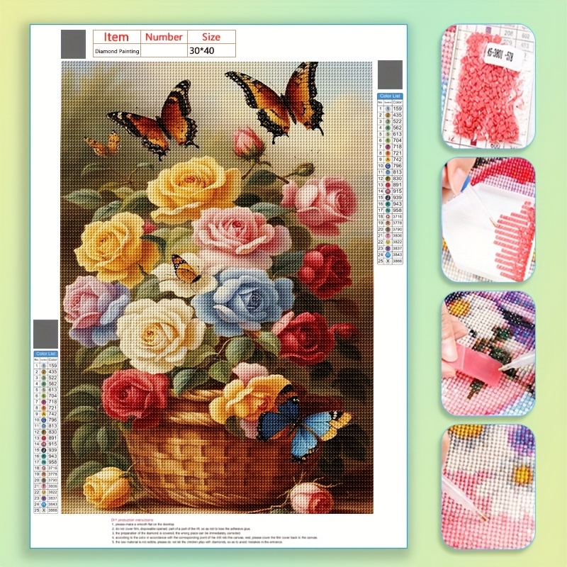 

Complete 5d Diamond Painting Kit - Floral Design, Full Round Drill With Tools, Diy Mosaic Craft Wall Art, Perfect For Beginners, Frameless Home Decor Gift, 11.8x15.8 Inches