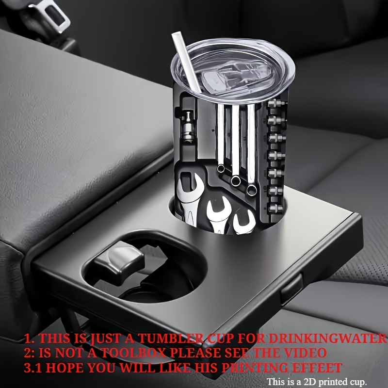 1pc 2D Flat Printing 20 Oz Stainless Steel Car Mug, Toolbox Hardware Printing Design, Double-Layer Vacuum Travel Coffee Cup with Lid, Gift for Parents And Friends, Perfect for Camping, Hiking, Driving And Traveling