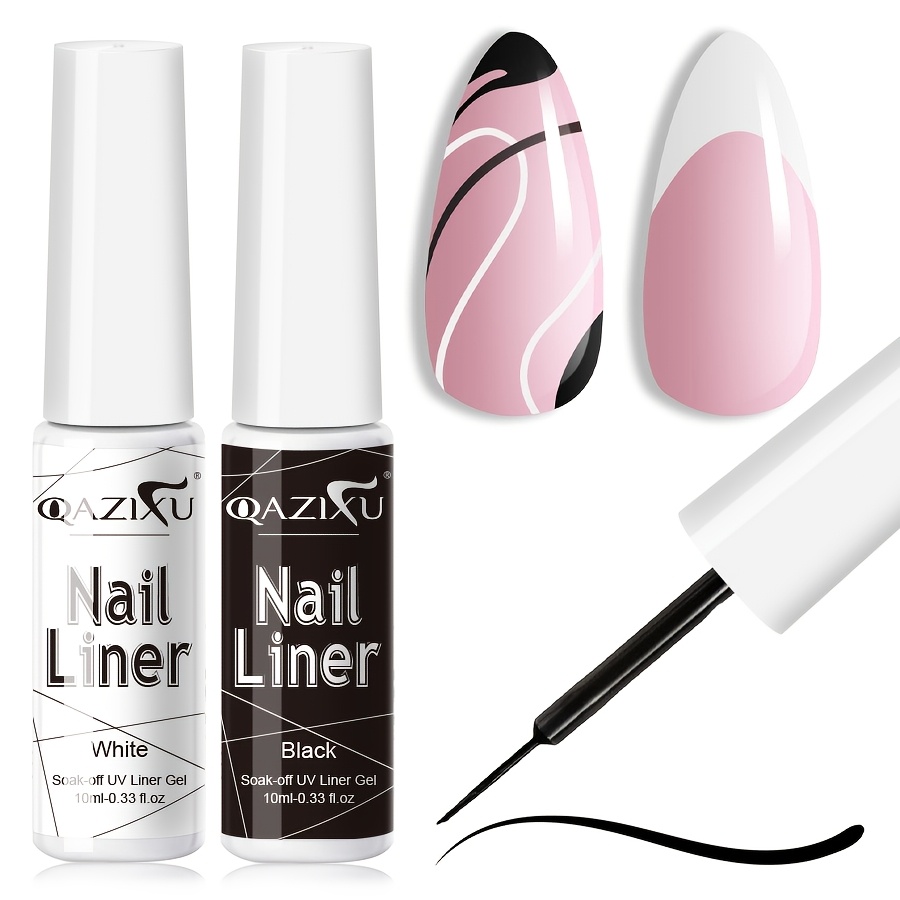 1/2pcs Black And White Drawing Gel Nail Polish, Valentine's Day Gift For Line Art And Nail Art, Painting And Drawing Design, Suitable For Diy , Nail Art, Ideal Gift For , 10ml