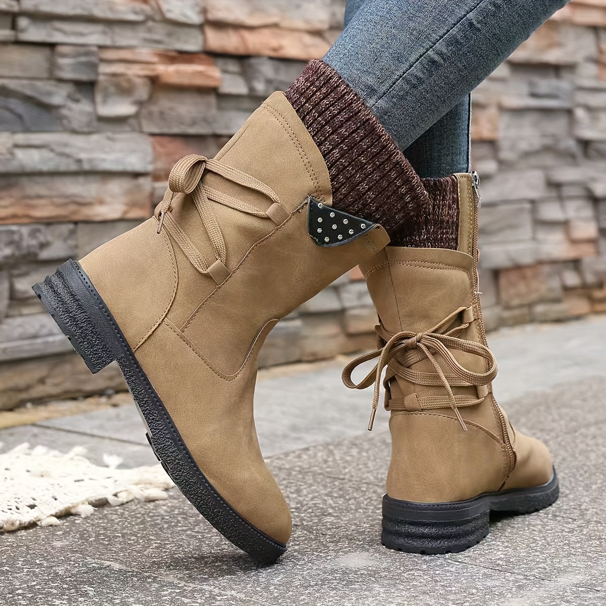 womens vintage   calf knitted boots Product details 0