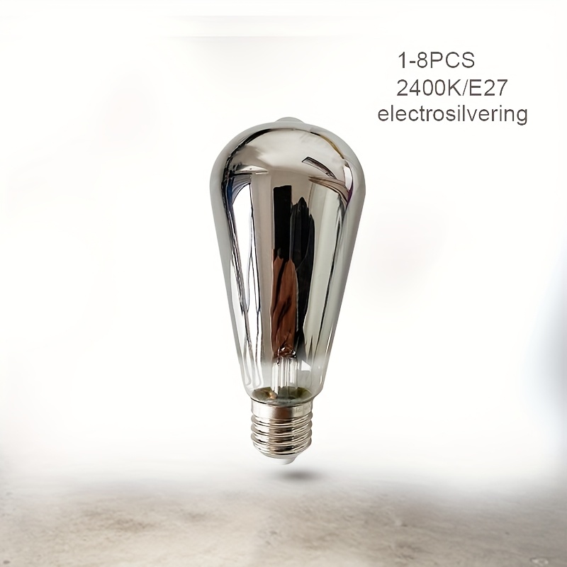 item picture new   8   edison retro filament bulbs silver coated glass 5w e27 screw base non dimmable 220 240v