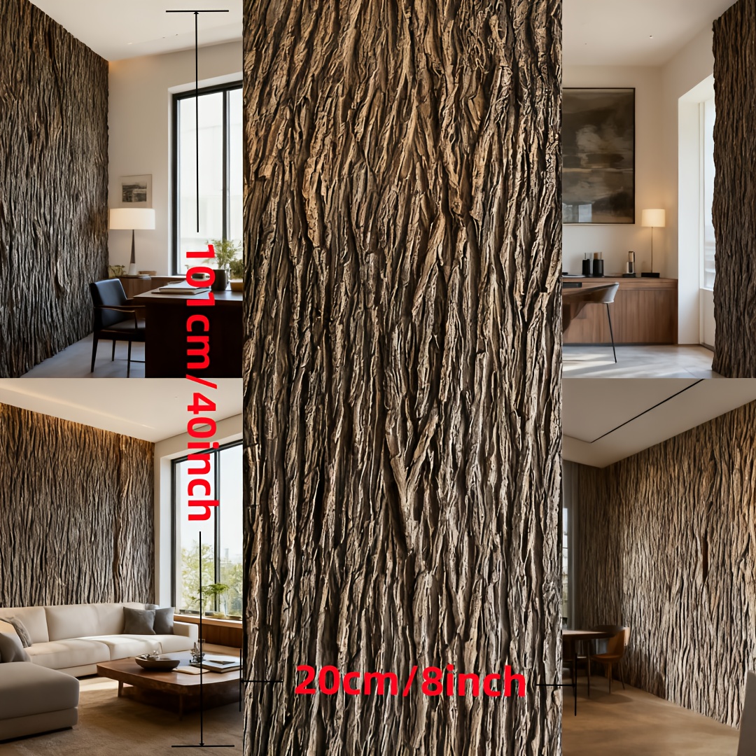Image of 40" X 8" Self-adhesive Realistic Willow Bark Wallpaper - Trunk Texture Plastic Wood Grain Sticker For Walls, Columns, Pipes, Fences - /outdoor Decoration (no Tools/residue-free Removal)