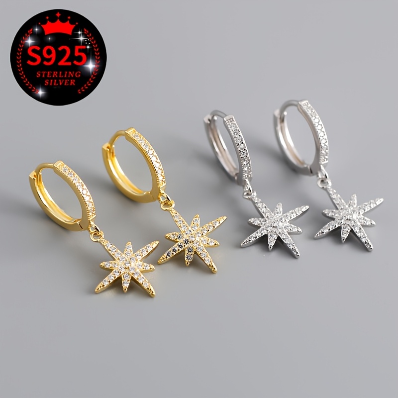 2pcs Women's Star Earrings with 925 Silver Packaging