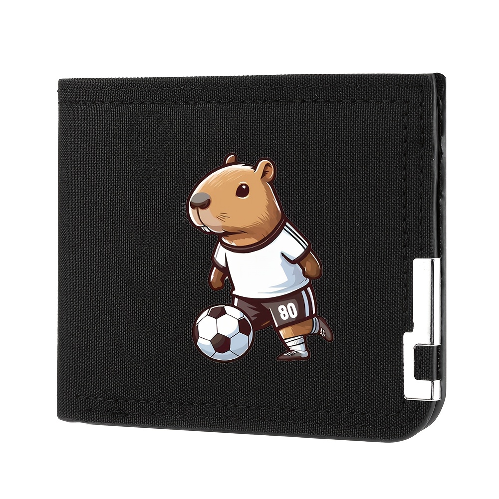 TEMU 1pc Football Print Canvas Bifold Wallet, Large Capacity Credit Card Holder With Multiple Slots And Coin Pocket â Lightweight & Portable For