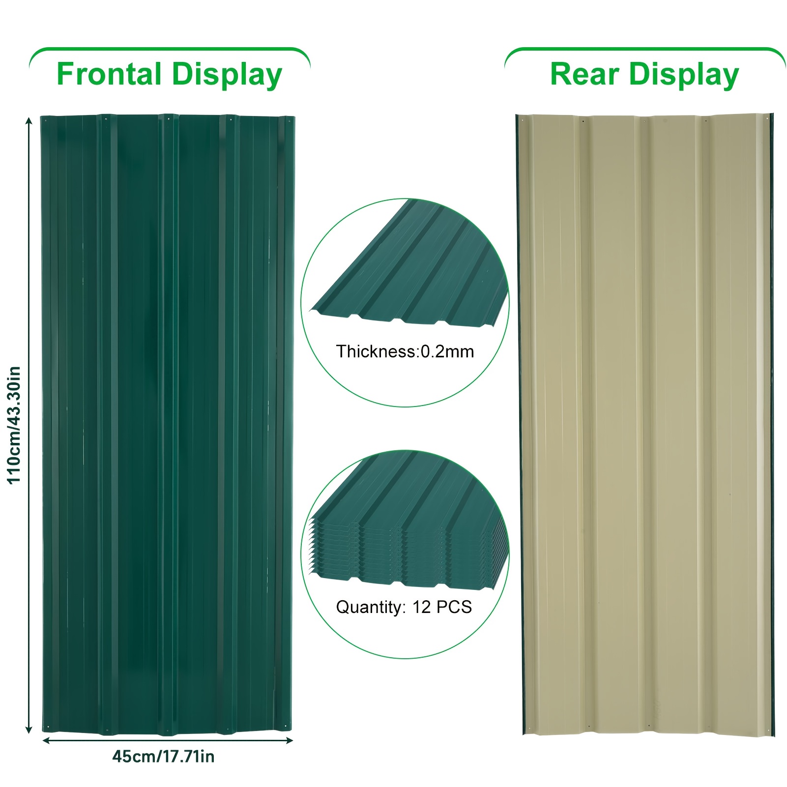 Premium Corrugated Roof Kit 12 Packs Galvanized Steel Panels-black 0.27mm Steel Roof Panels For Roofing Sheets, Garden Sheds, Tool Sheds, Temporary Removable, Rust Proof Screws 20 Years Weatherproof