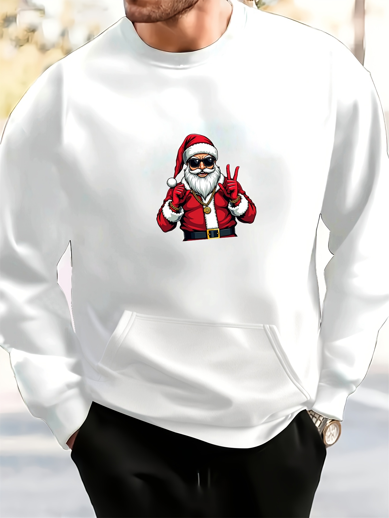 Sweatshirt Herren Weihnachts 3D Weihnachtsmann Motiv