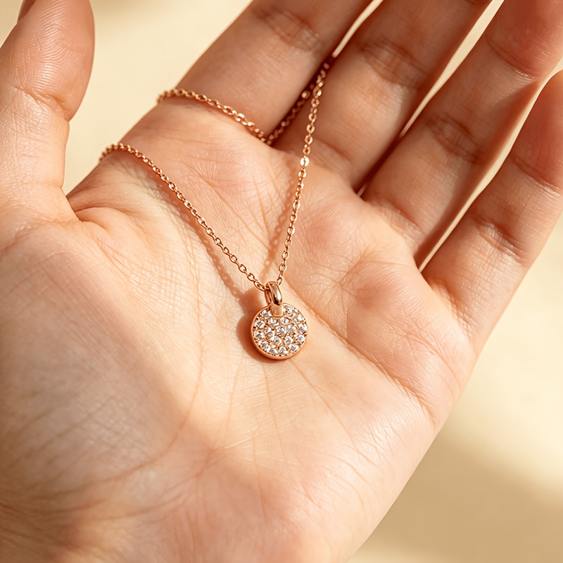 Women's 925 Silver Light Luxury Round Plate Necklace