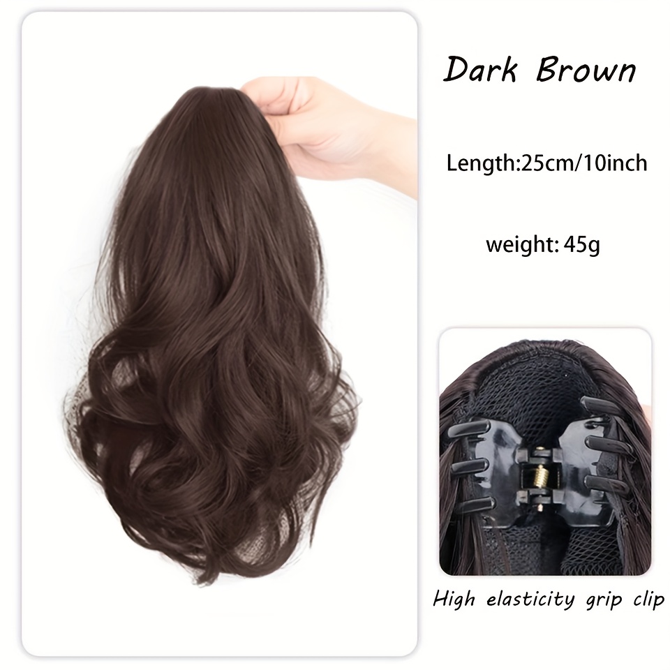 TEMU Synthetic 10inch Ponytail Pear Wave Small Claw Clip Ponytail Short Curly Ponytail Ladies Hair Clip For Women