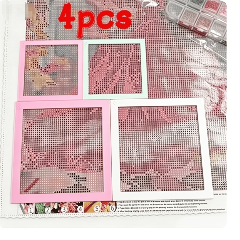 TEMU 4pcs Set Of Diamond Painting Positioning Rulers- Reusable Multi-specification Grid Alignment Frames, 5d Craft Guide Tool