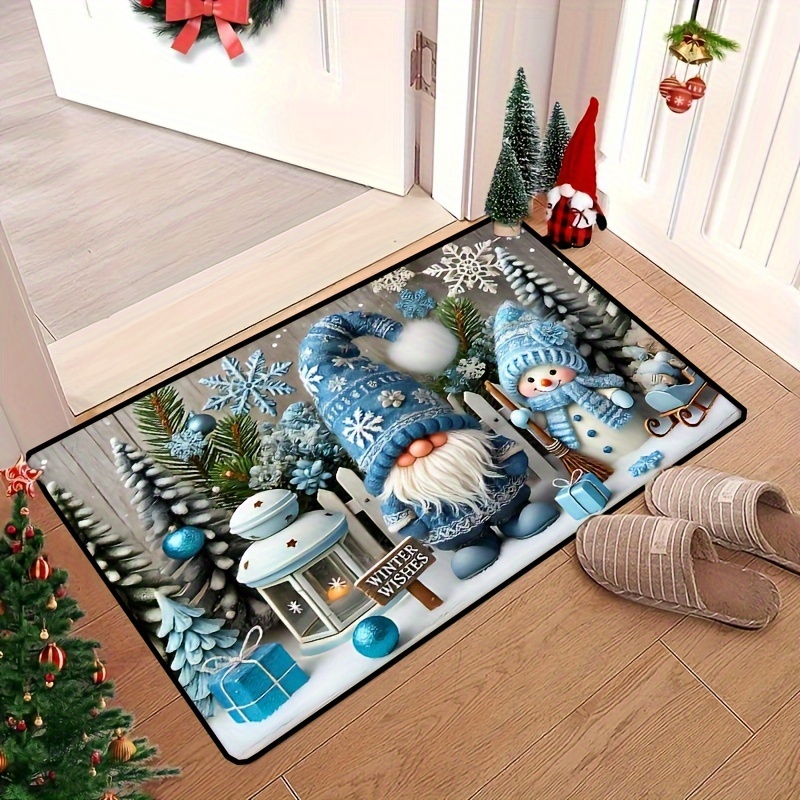 

1pc Tapis de Porte en Velours de Cristal de - Décoration d'Hiver pour Adaptée pour Salon, Chambre, Salle de Bain, Cuisine