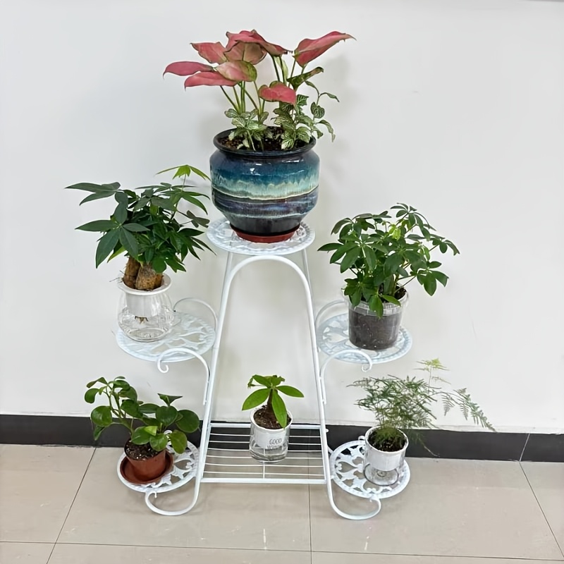 Classic And Stylish Metal Flower Stand Plant Table, Pot Display Rack, Durable And Waterproof Courtyard, 1pc, Large