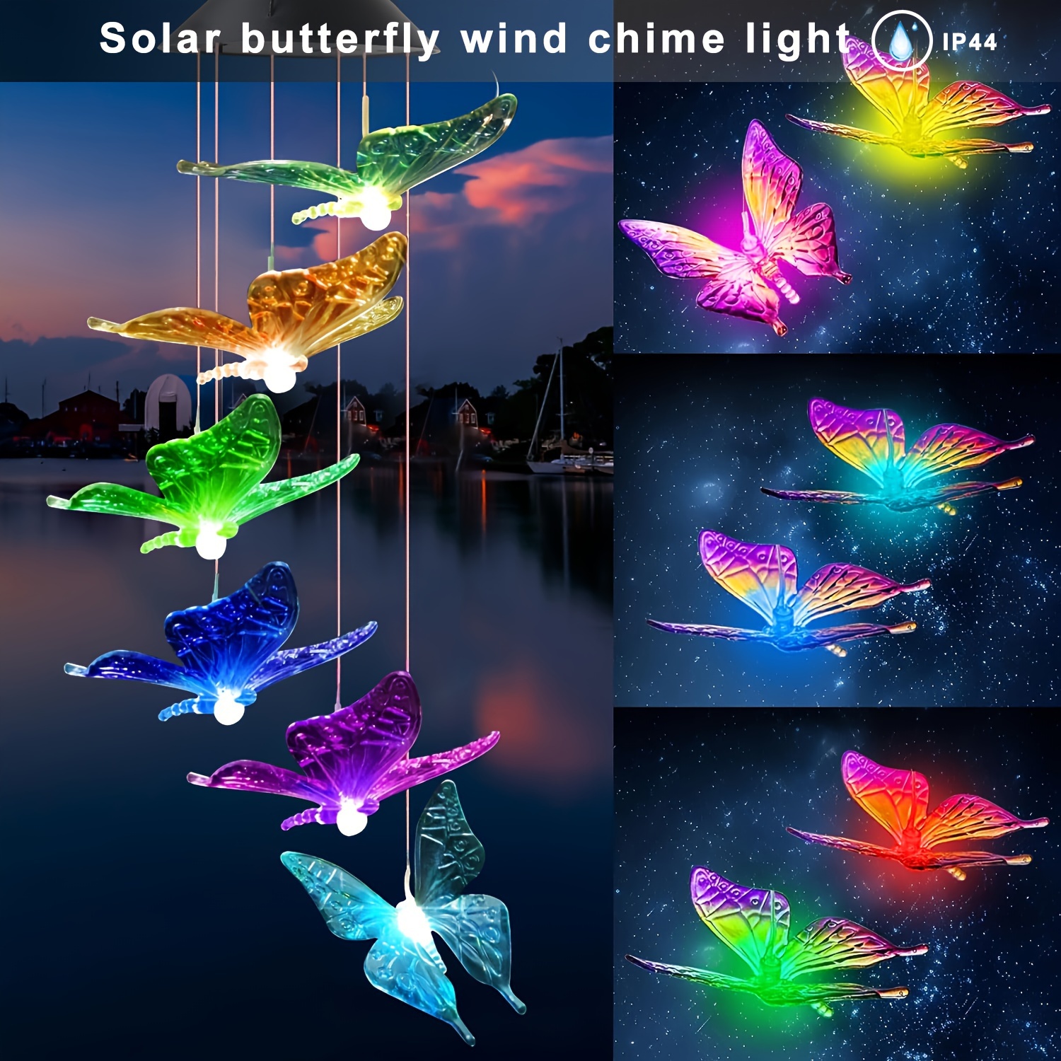 solar powered color changing wind chime 6 led lighted - Temu solar powered color changing wind chime 6 led lighted - Temu