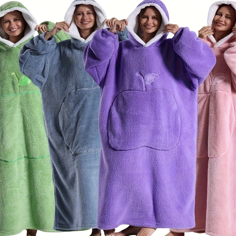 Warm 3D Colored Cubes Hooded Blankets Wearable Soft Towel Plush Mat For Adult Kid main image 1