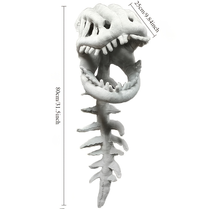 TEMU 80cm Realistic Dinosaur Costume For Halloween, Plush Spine & Skeleton Headband Designed For Petite Wearers. Stunning Dinosaur Styling Perfectly!