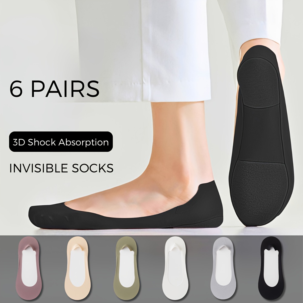 

6 Pairs Cooling Fabric Socks, Anti-slip Shockproof Invisible Socks, Women's Stockings & Hosiery
