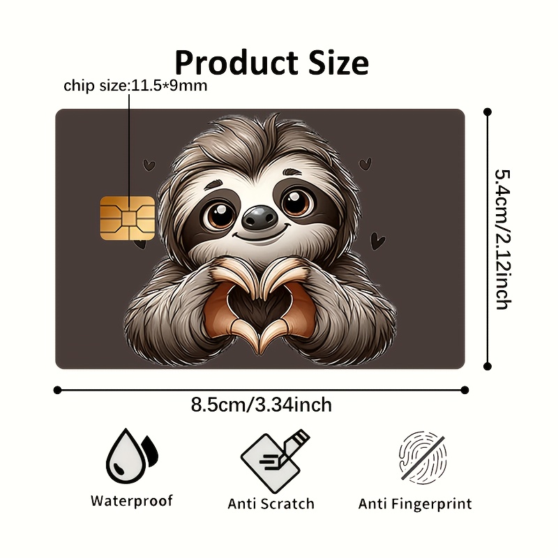 Cute Sloth Credit Card Sticker Used For Ebt, Transportation, Keys, Credit Cards, Debit Cards, Card Skins, Protect Bank Cards, No Bubbles, Suitable For Small Chip Cards