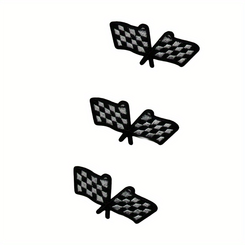 3pcs Creative Black And White Checkered Victory Flag Checkered Flag Embroidery Ironing Patch Win Racing Badge