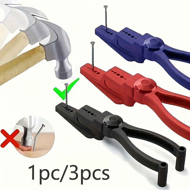 1pc/3pcs Nail Assist, Cement Nail Safety Cover, Nail Clamp, Hammer Preventer, Nail Tool, Portable Tool Clamping Pliers, a Type of Pliers Used by Construction Workers
