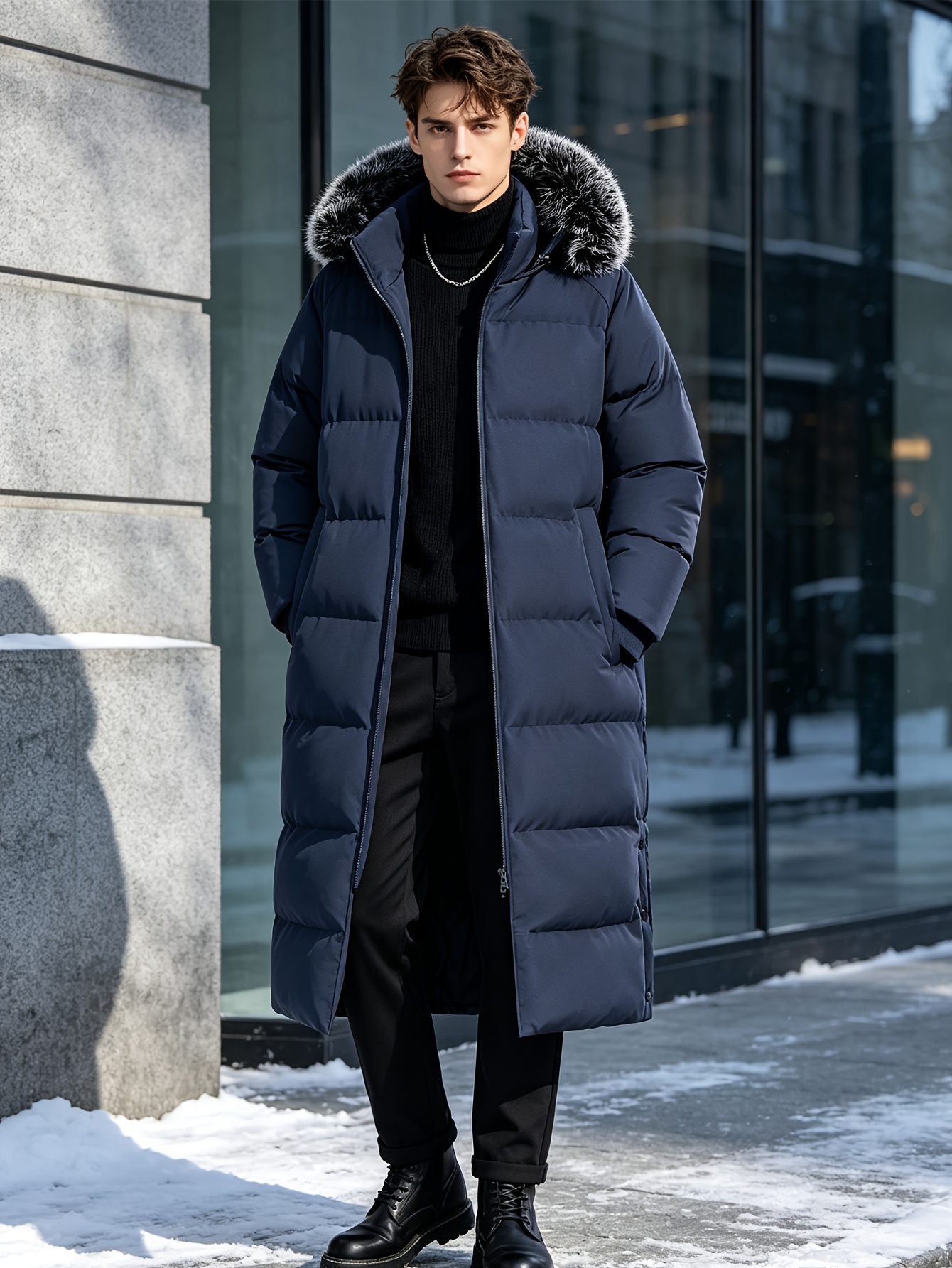 Men's Casual Winter Jacket with Hood and Collar
