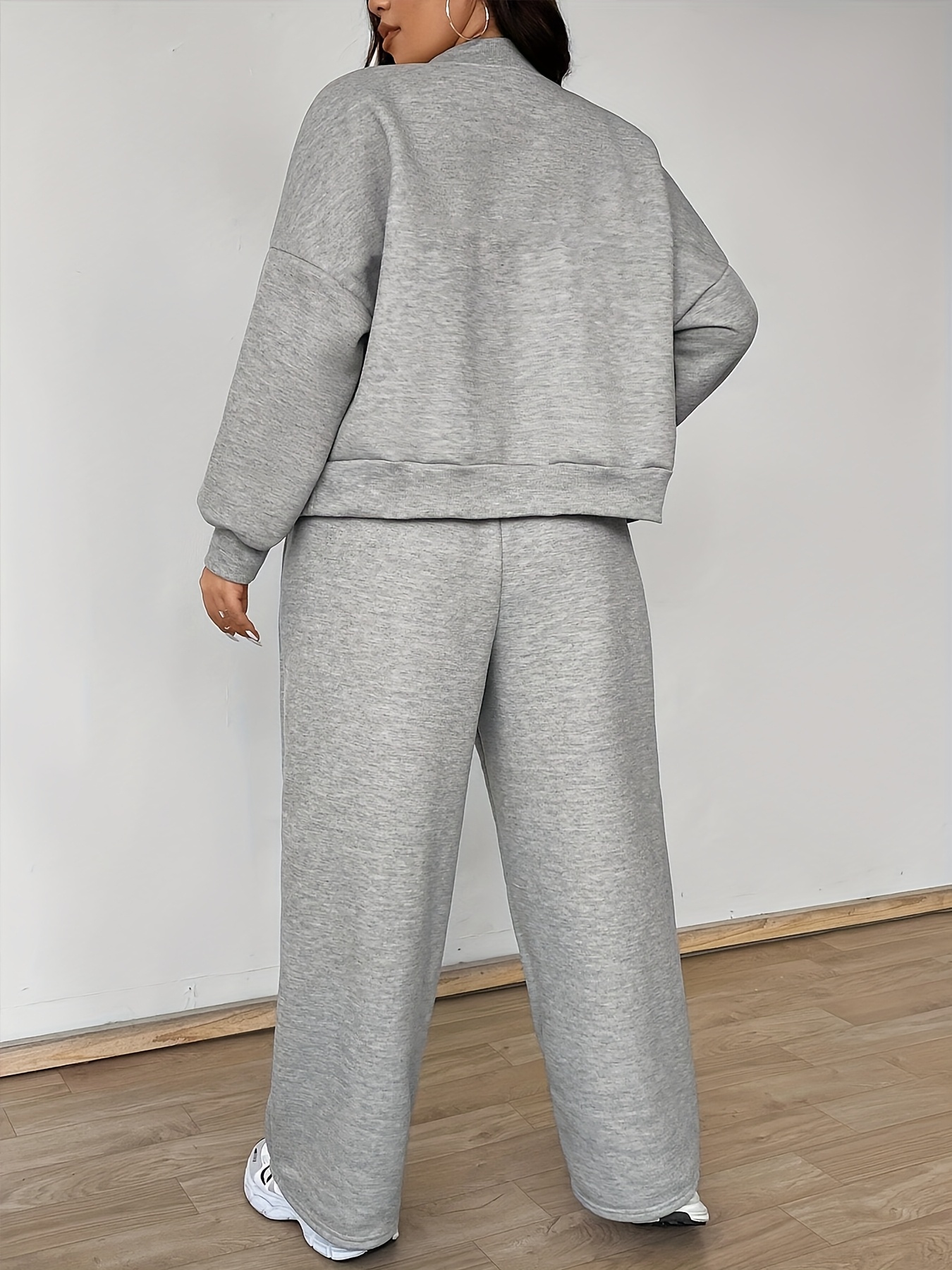 Ensemble 2 Pièces Grande Taille Velours Gris Grande Taille - Grande Taille - Mode Automne et Hiver Femme Grande Taille - Ensemble Deux Pièces Grande Taille en Velours