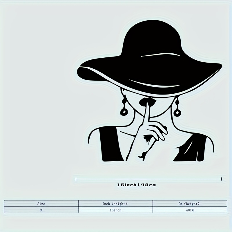 TEMU 1pc Of Vintage Women's Metal Wall Art - A Powder-coated Iron Silhouette With A Hat And Earrings, Reusable Wall Decoration For Valentine's Day,