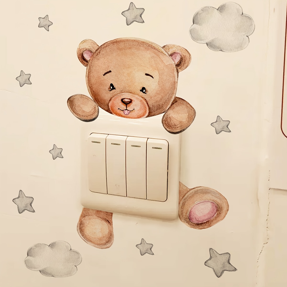 Image of Light Switch Wall Decals Cartoon Little Cloud Self-adhesive Cartoon Wall Sticker For Nursery Kids Bedroom Living Room Wall Decor Classroom Schools, Kindergarten Kids Gifts