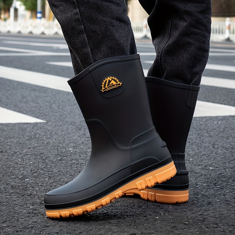 Men\'s Gray Slip-On Rain & Snow Boots with Orange Trim Mens Slip on Snow Boots - Etsy main image 4