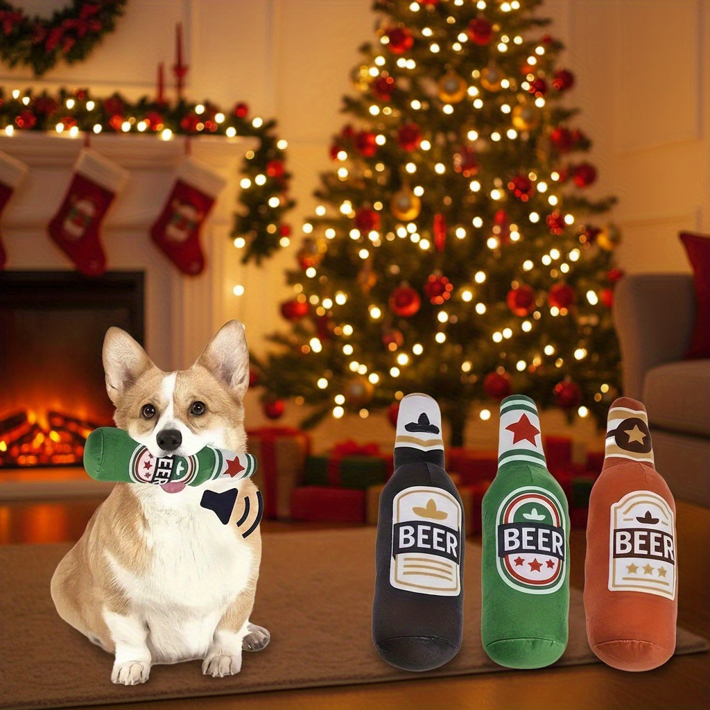 Wine Bottle Shaped Squeaky Dog Toy for Small Dogs