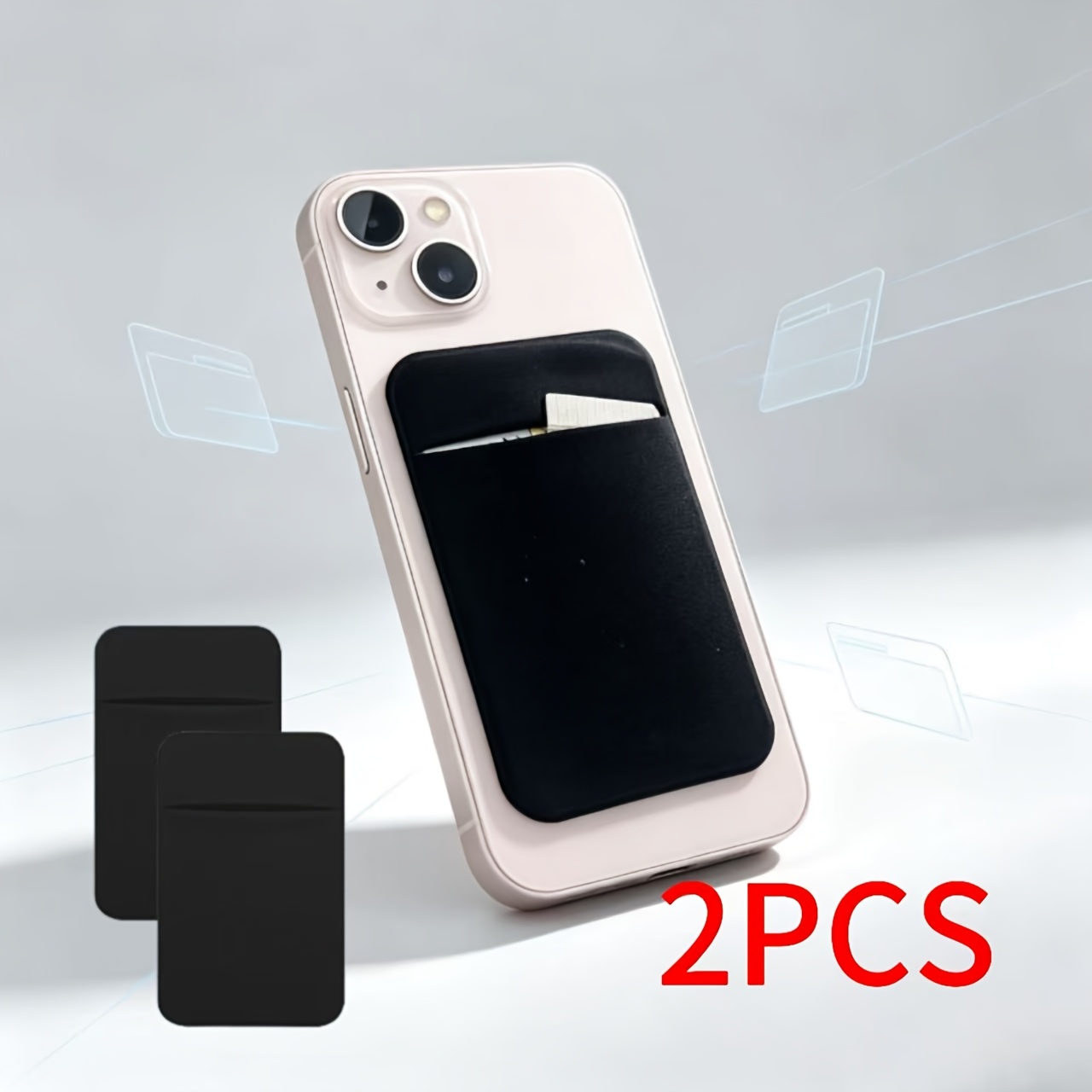 TEMU Women' Purse Latest Style 2pcs Elastic Self-adhesive Phone Card Case, Phone Back Sticker Card Bag, Universal Smartphone Back Bank Card Storage