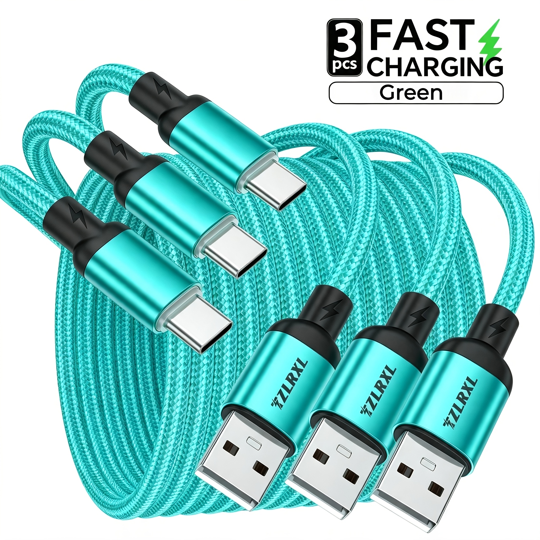 3pcs Fast Charging Cable with Smart Display Light