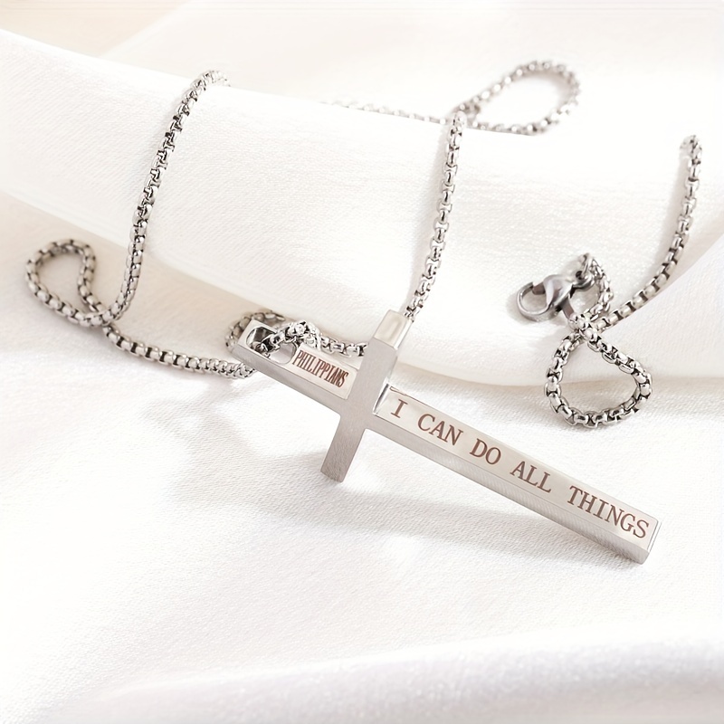 1pc stainless steel cross pendant necklace fashion necklace for boys easter gift details 5