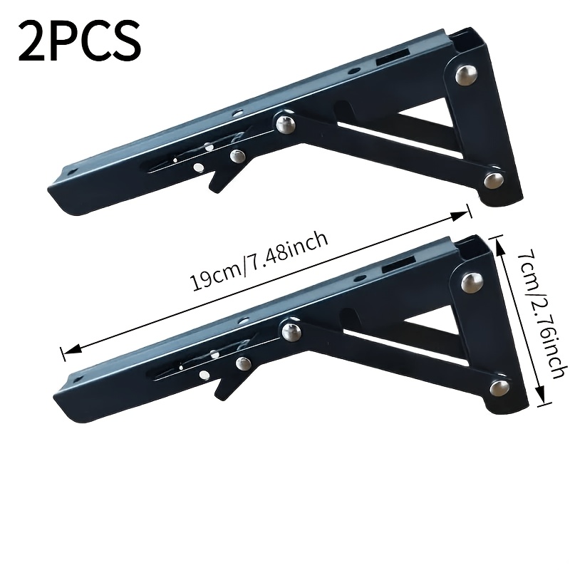 TEMU 2pcs Sturdy Folding Shelving Unit, Heavy-duty Adjustable Folding Bracket Shelf With Adjustable Angle - 90° Decorative Table And Industrial-grade