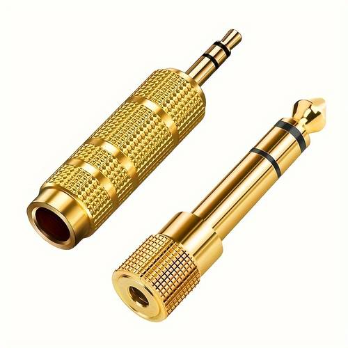 a pair of audio adapters 3 5mm 1 8 inch male to 6 1 4 inch female and 6 male to 3 5mm female gold plated suitable for guitar amplifiers and mixers