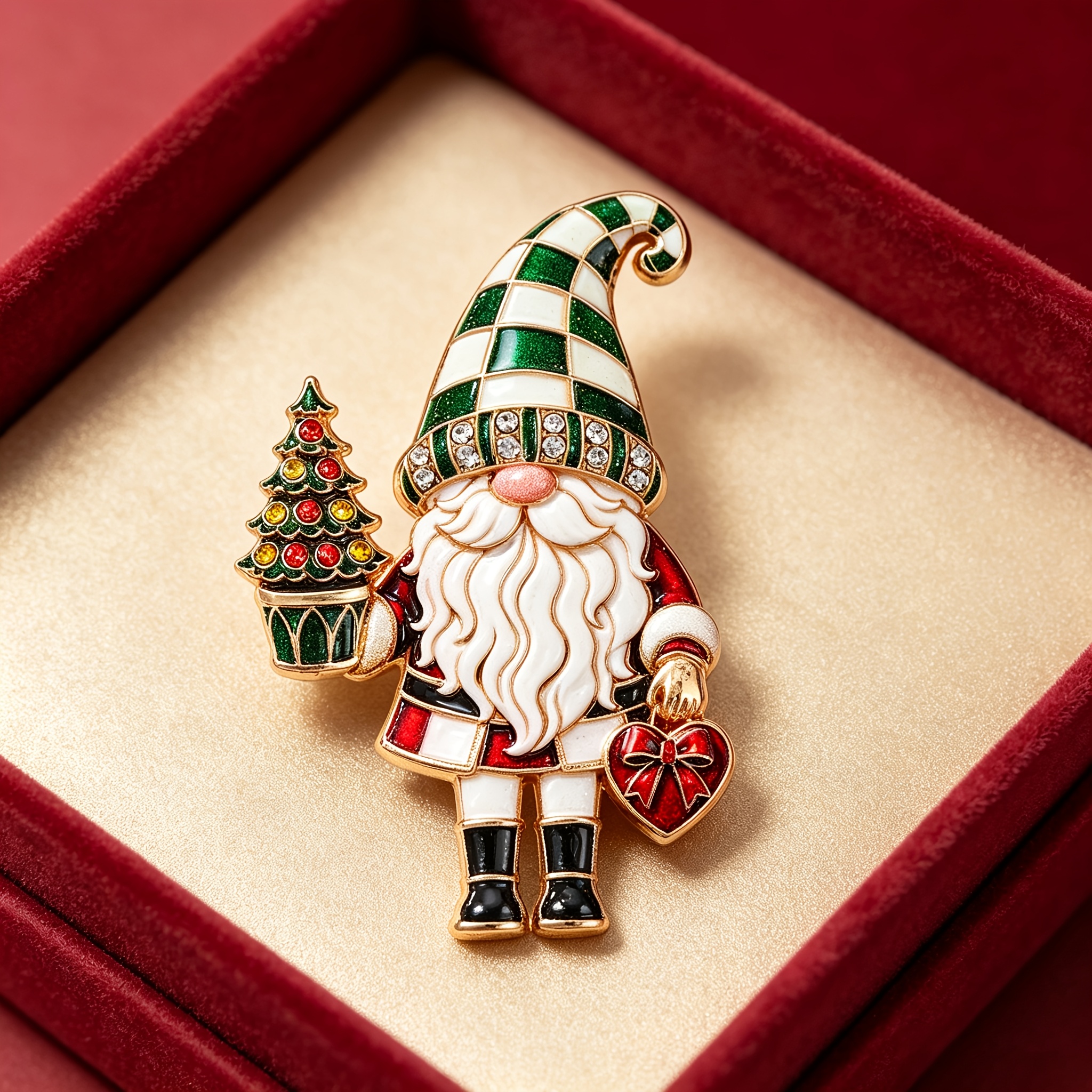 TEMU 1 Solevdo Enamel Rhinestone Brooch, Shaped Like A Dwarf Christmas Tree, With A Cute , Suitable For Sweater Jacket Decoration, Making It The Gift