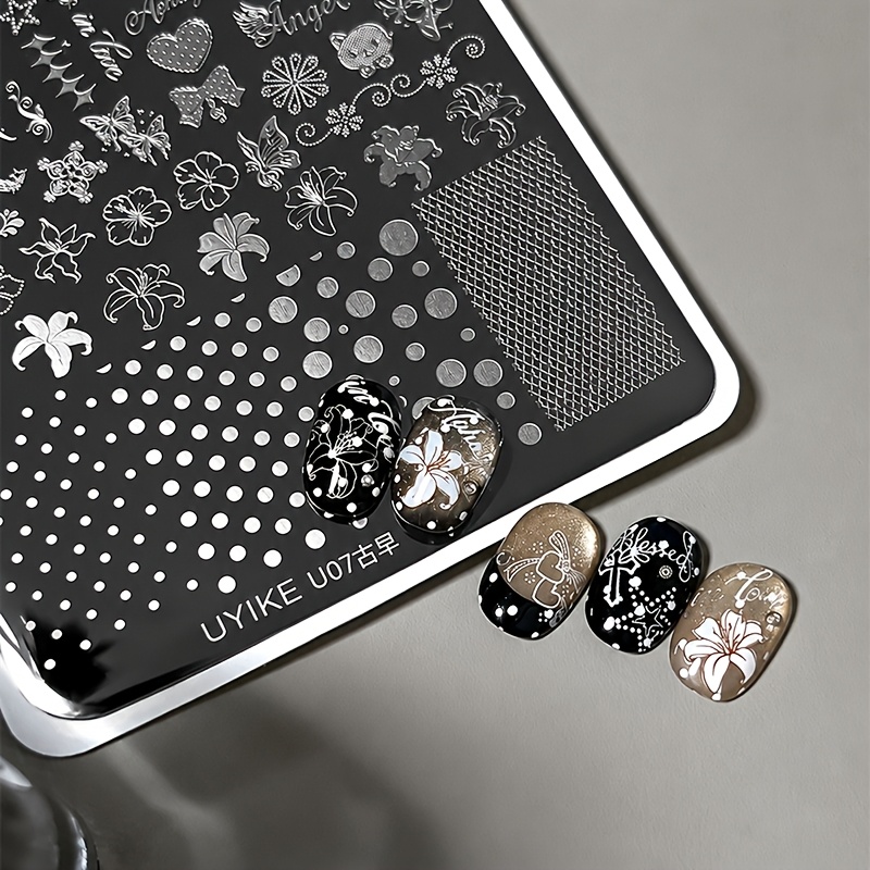 Multi-Pattern Nail Art Printing Steel Plate with Scraper
