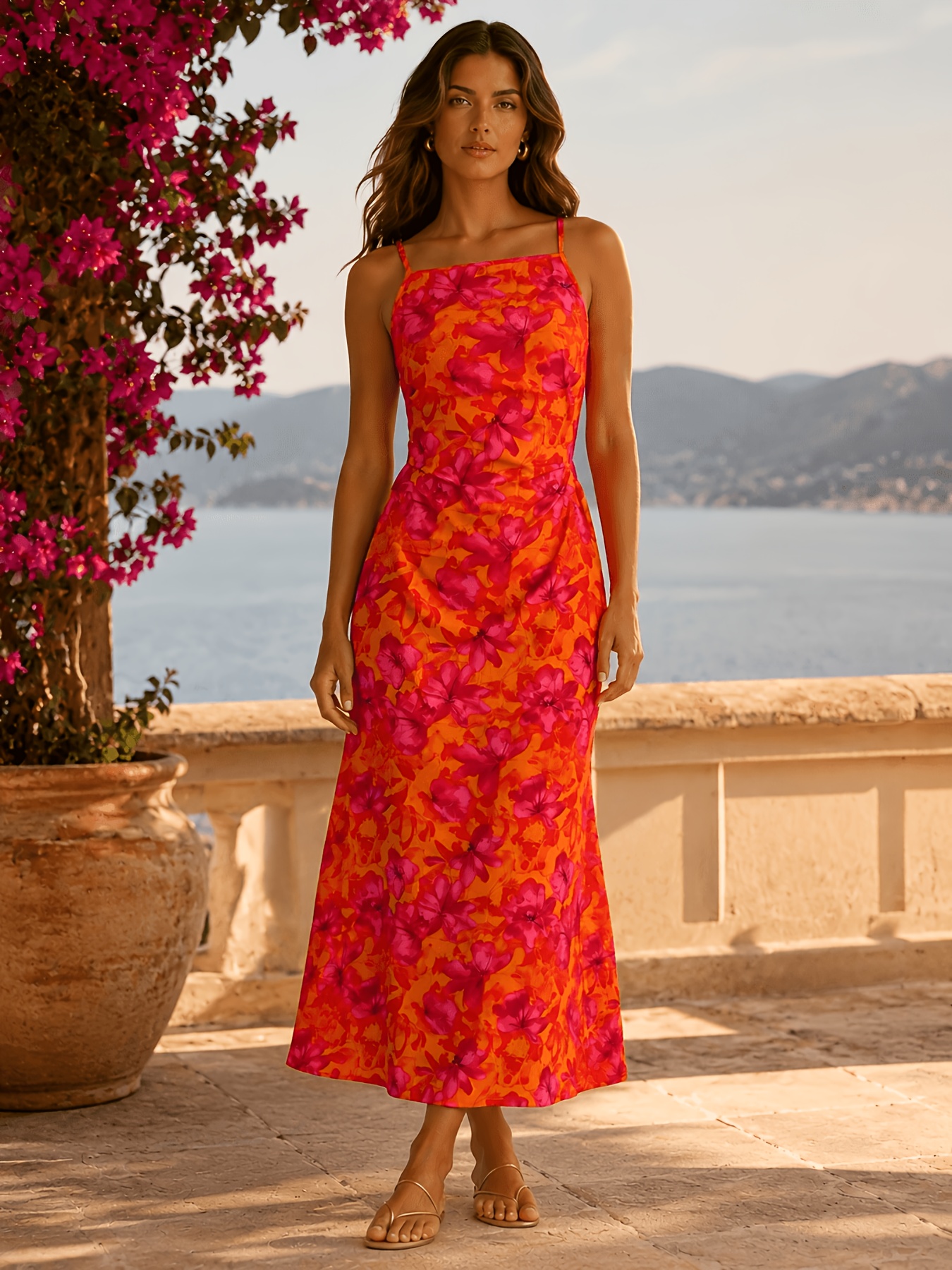 temu orange dress burnt orange color dress sold on Temu United States
