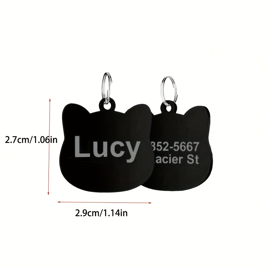 Custom Stainless Steel Cat-Shaped Pet ID Tag, Double-Sided